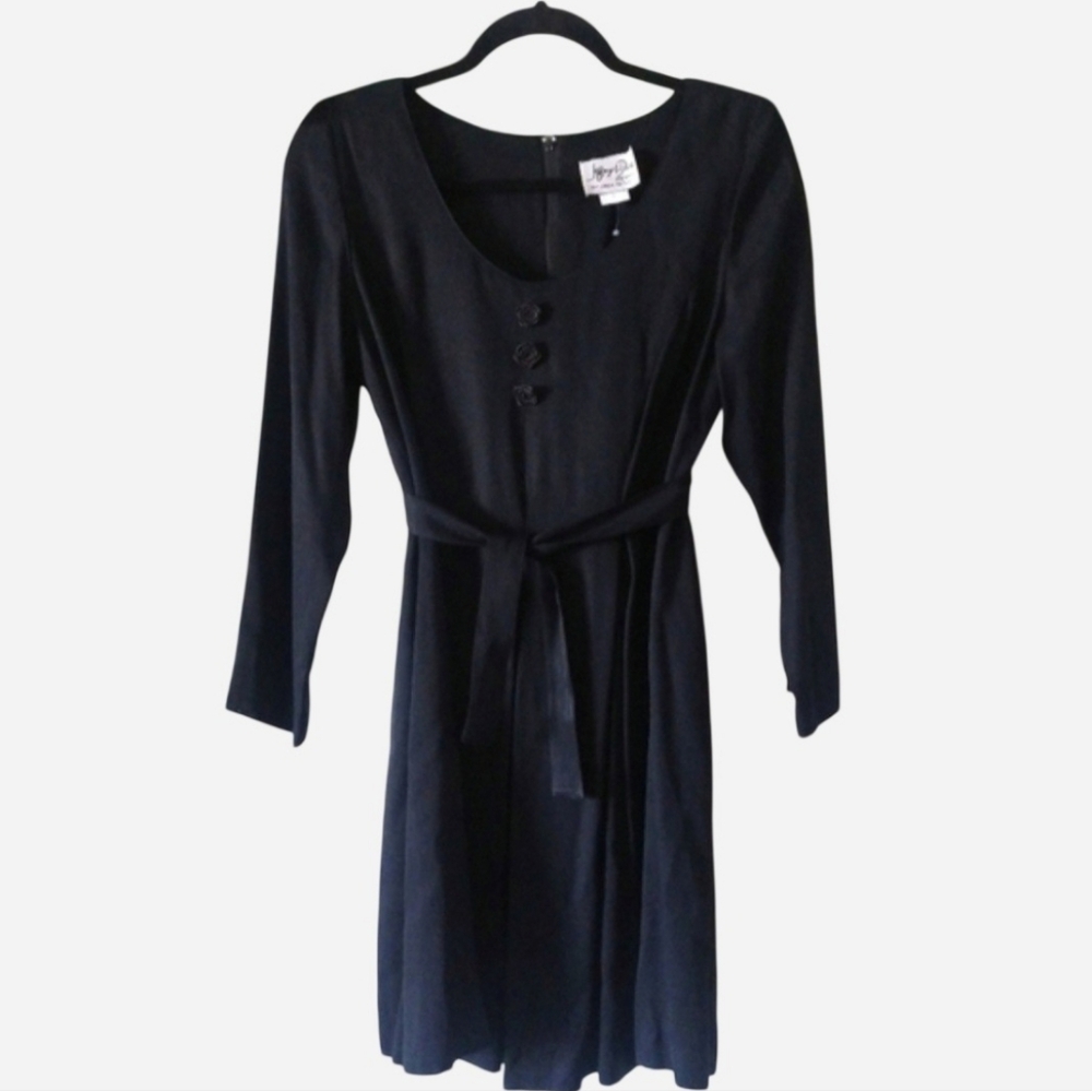 Vintage Black Mini Dress Jeffrey & Dara Linda Hutley Black 6 Petite Scoop Neck